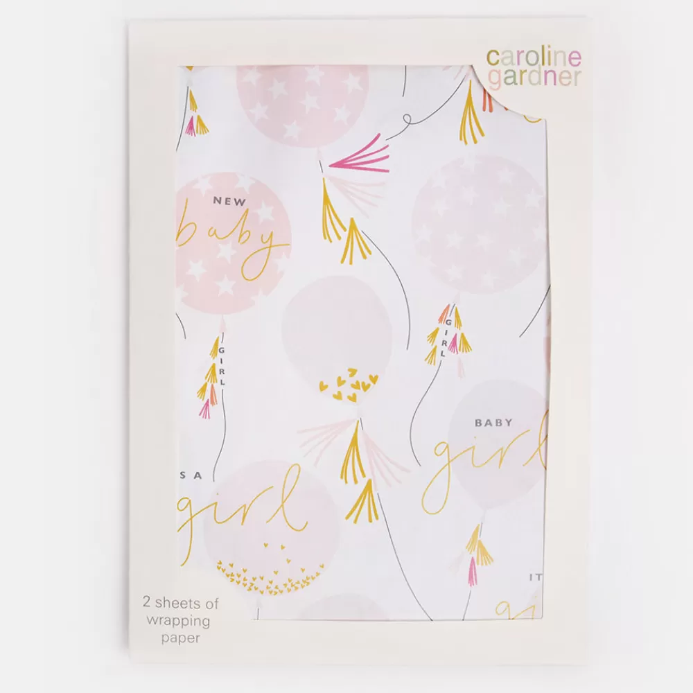 Baby Girl Balloons Wrapping Paper Set of 2 Sheets>Caroline Gardner Best Sale