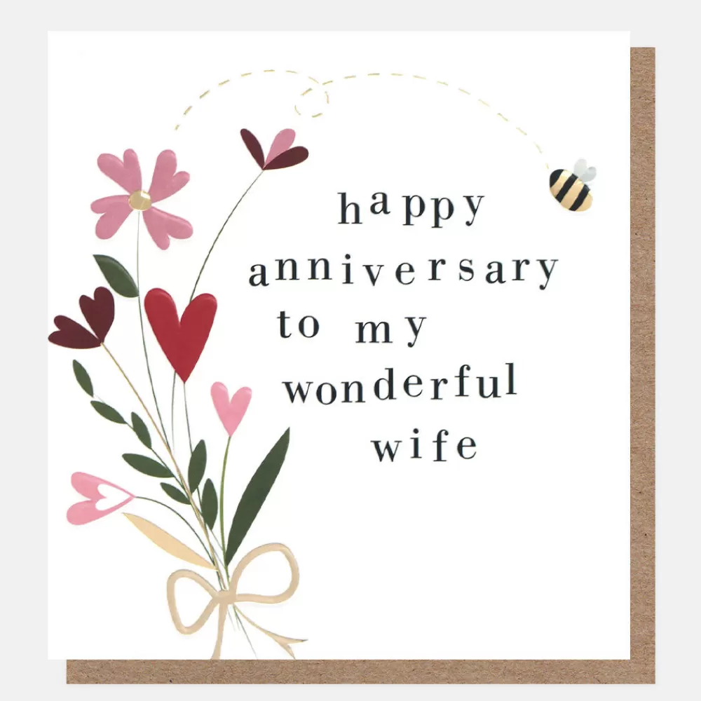 Bee & Flowers Wonderful Wife Anniversary Card>Caroline Gardner Store