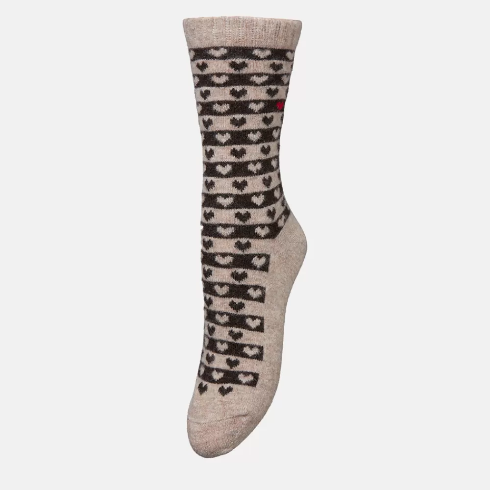 Beige/Black Heart Socks O/S>Caroline Gardner Discount