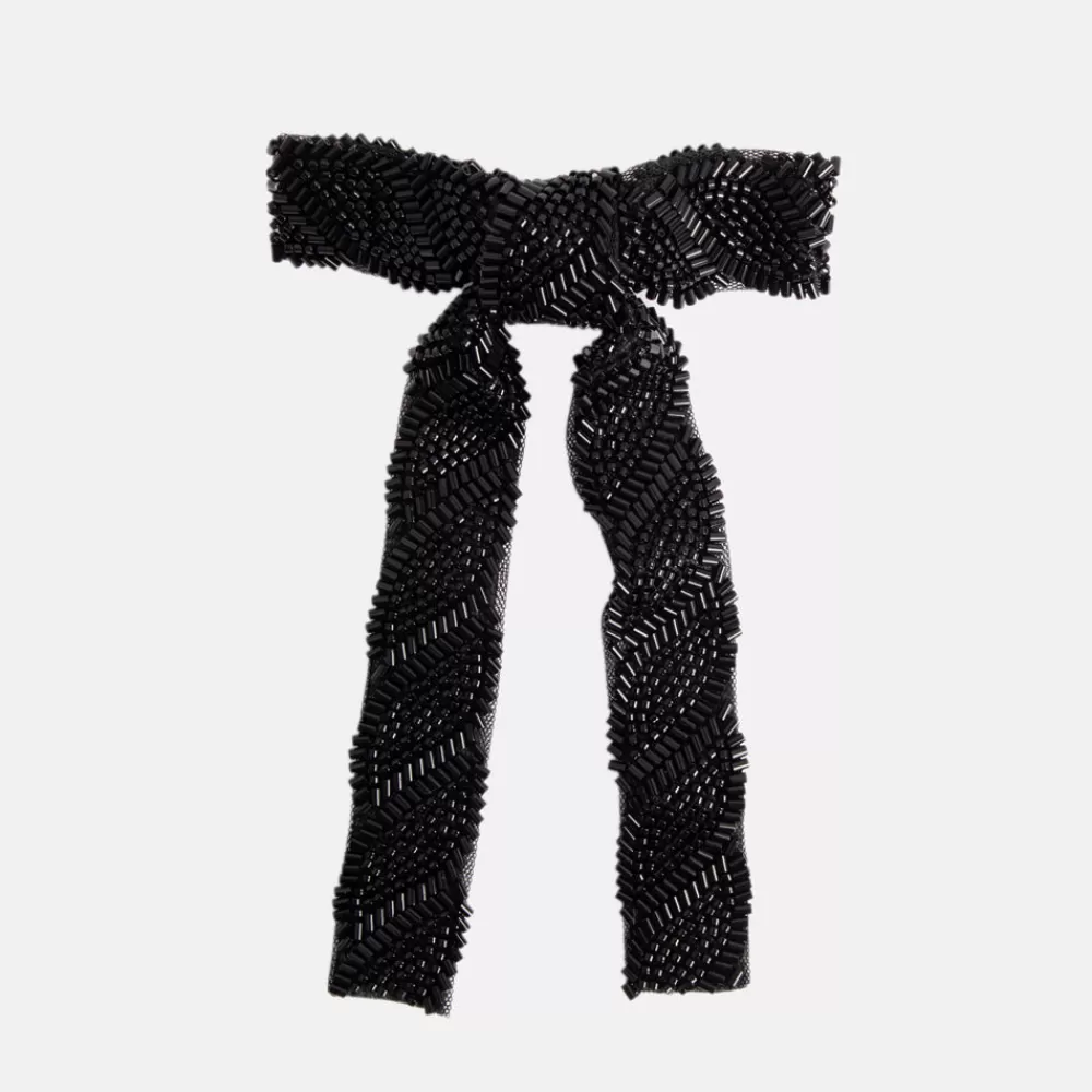 Black Beaded Bow Hair Clip>Caroline Gardner Outlet