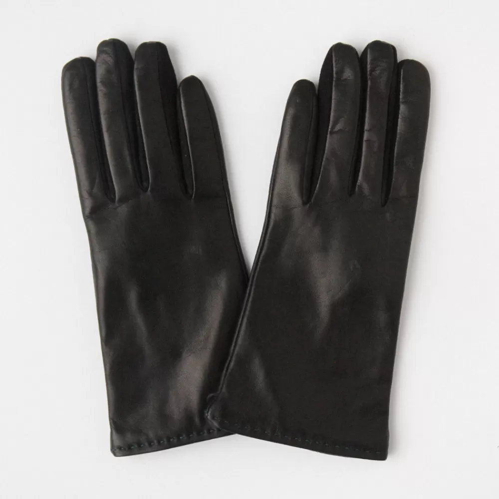 Black Leather Cashmere-Lined Gloves>Caroline Gardner Cheap