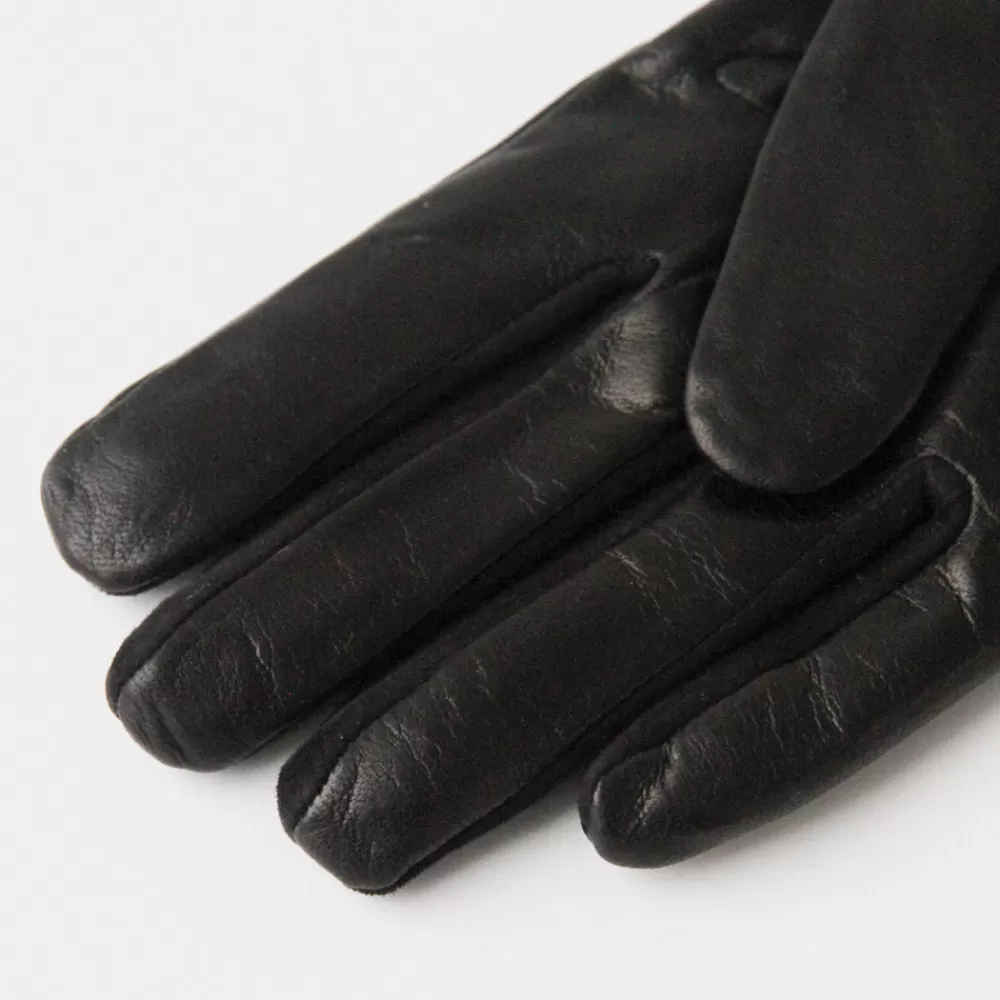 Black Leather Cashmere-Lined Gloves>Caroline Gardner Cheap