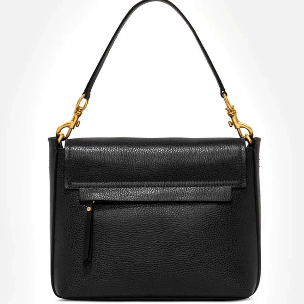 Black Leather Tea Flap Bag>Caroline Gardner Flash Sale