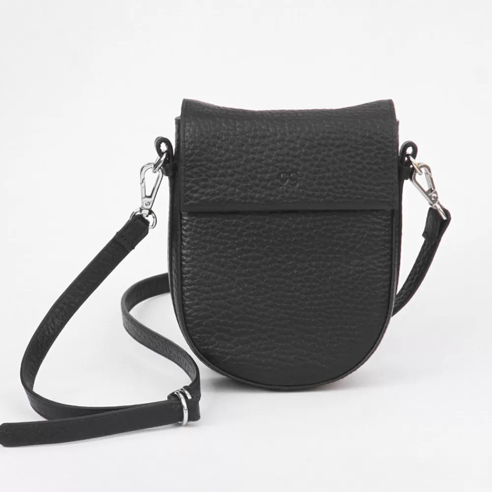 Black Pebble Leather Mini Oxford Saddle Bag>Caroline Gardner Hot