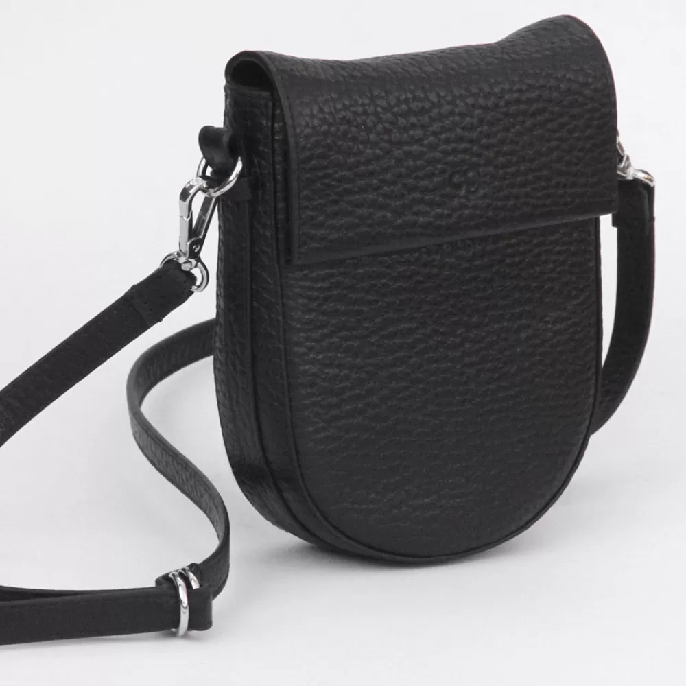 Black Pebble Leather Mini Oxford Saddle Bag>Caroline Gardner Hot