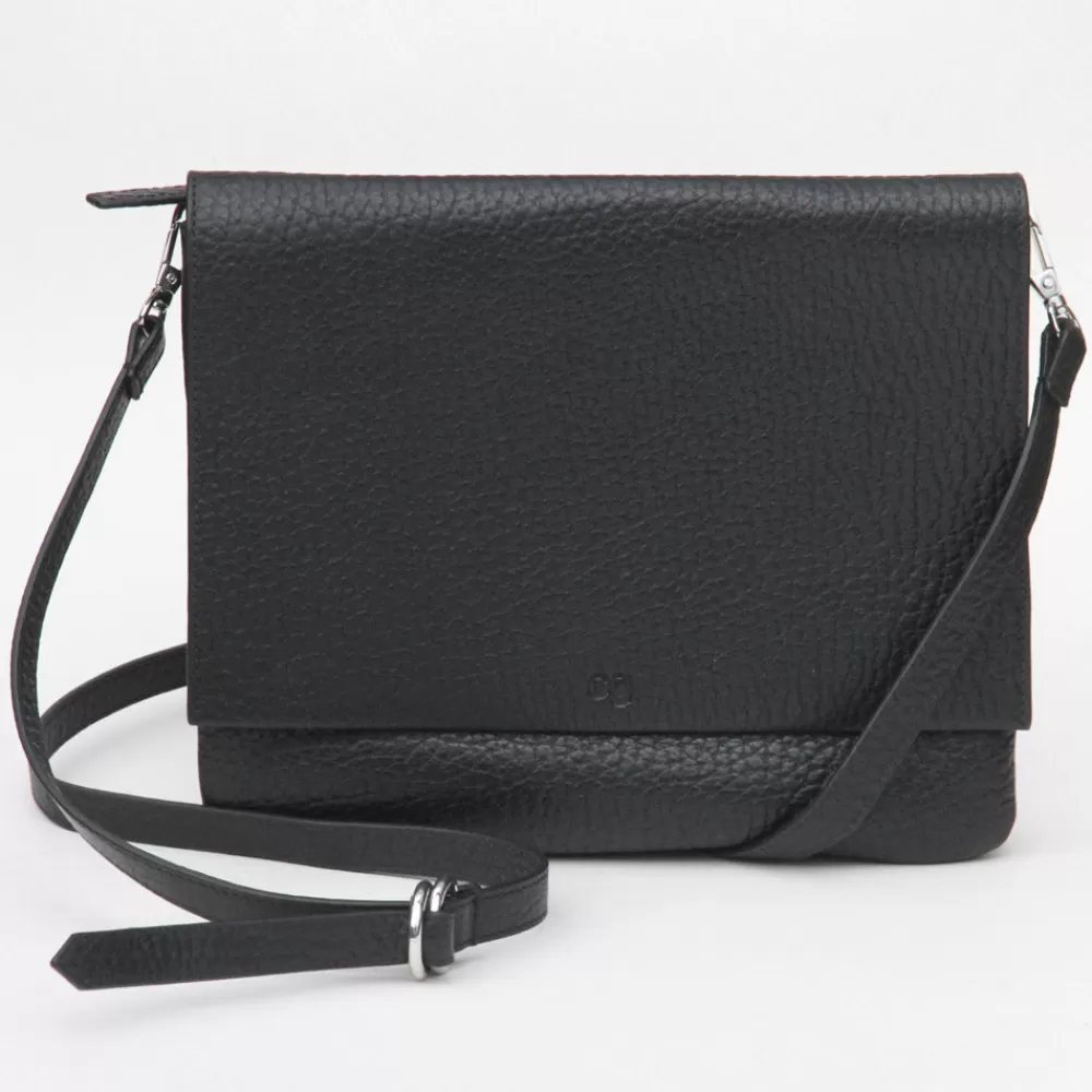 Black Pebble Leather Relaxed Hoxton Satchel>Caroline Gardner Store