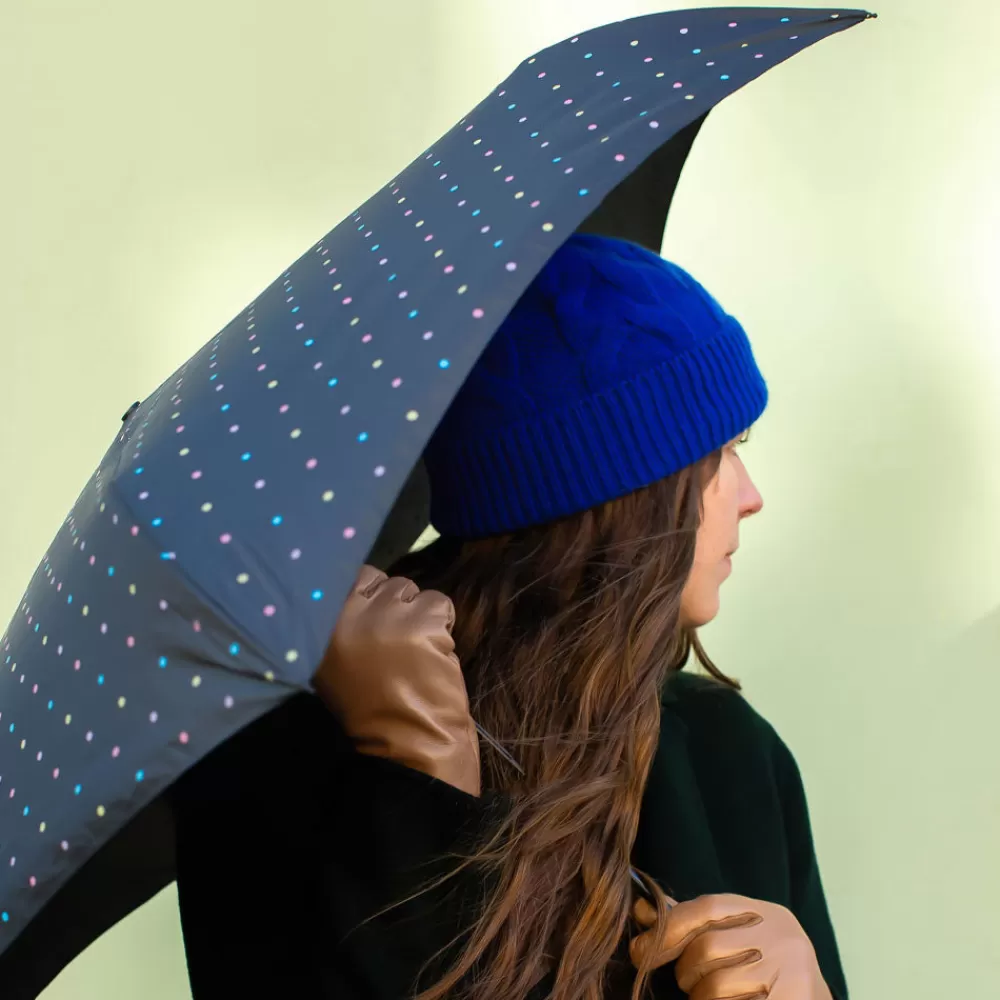 Black Spotty UV Protective Folding Umbrella>Caroline Gardner Fashion