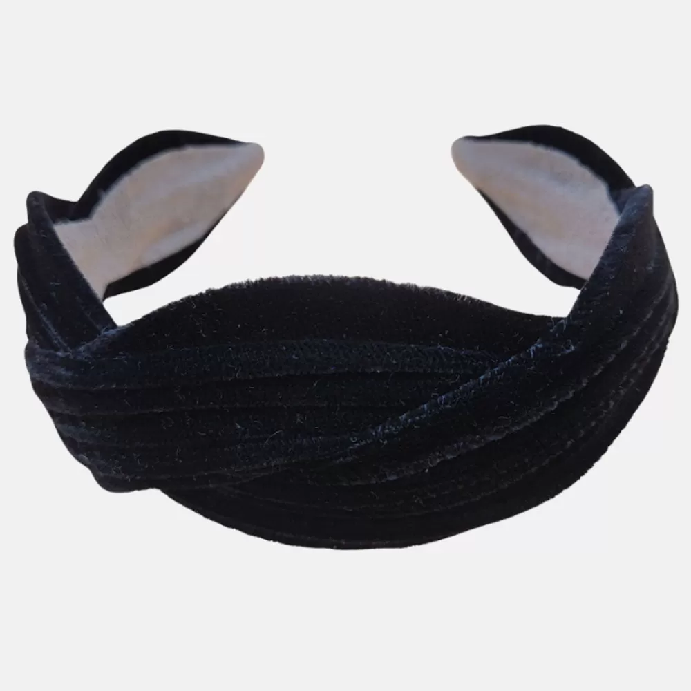 Black Wavy Velvet Headband>Caroline Gardner Online