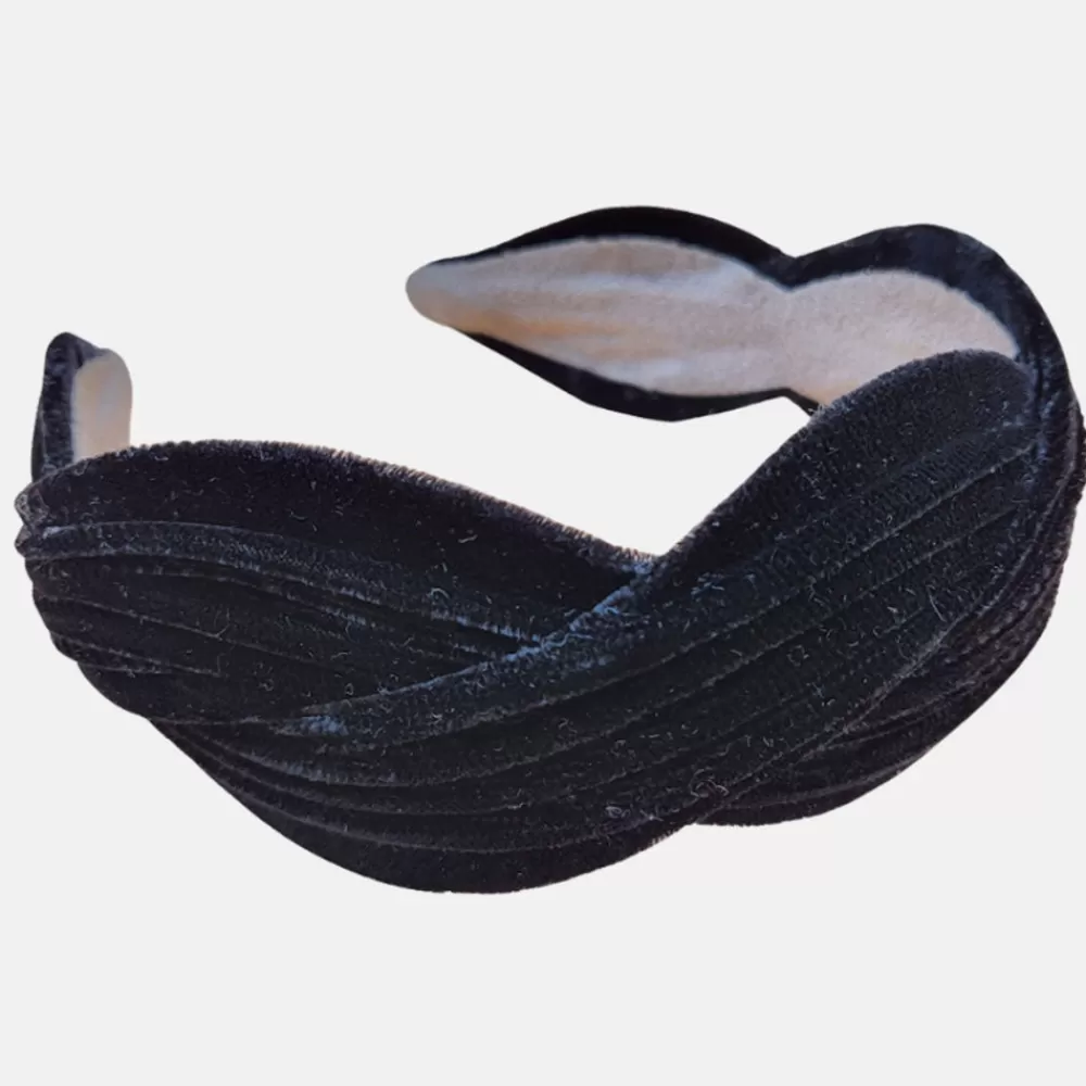 Black Wavy Velvet Headband>Caroline Gardner Online