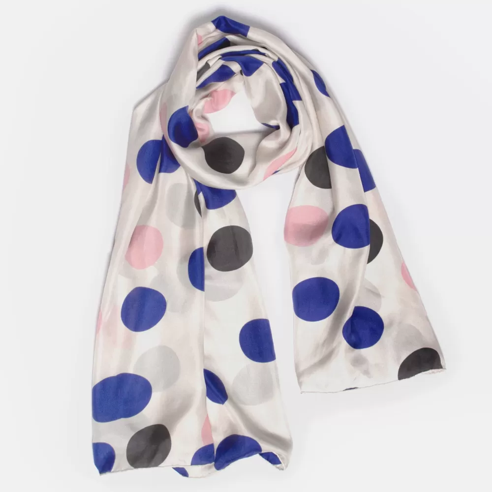 Blue Dotty Long Silk Scarf>Caroline Gardner Sale