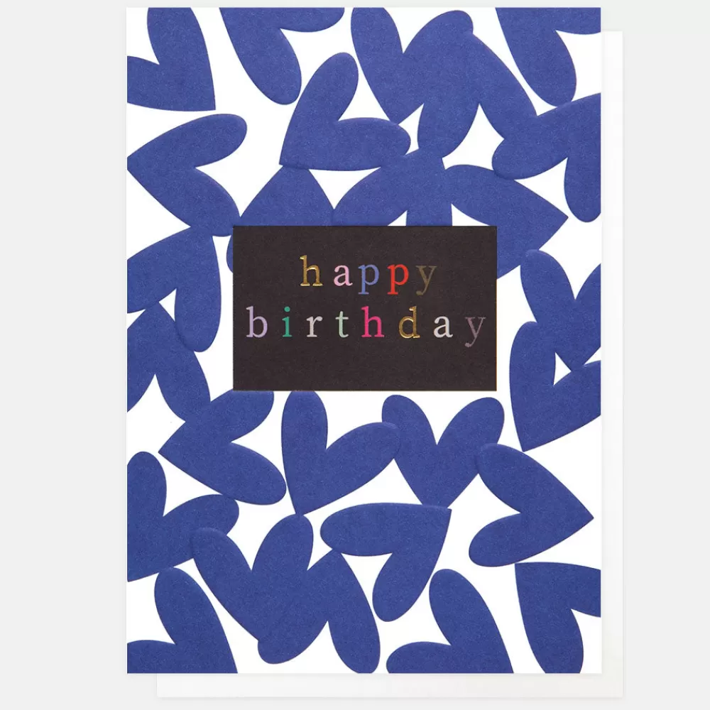 Blue Overlapped Hearts Happy Birthday Card>Caroline Gardner Sale