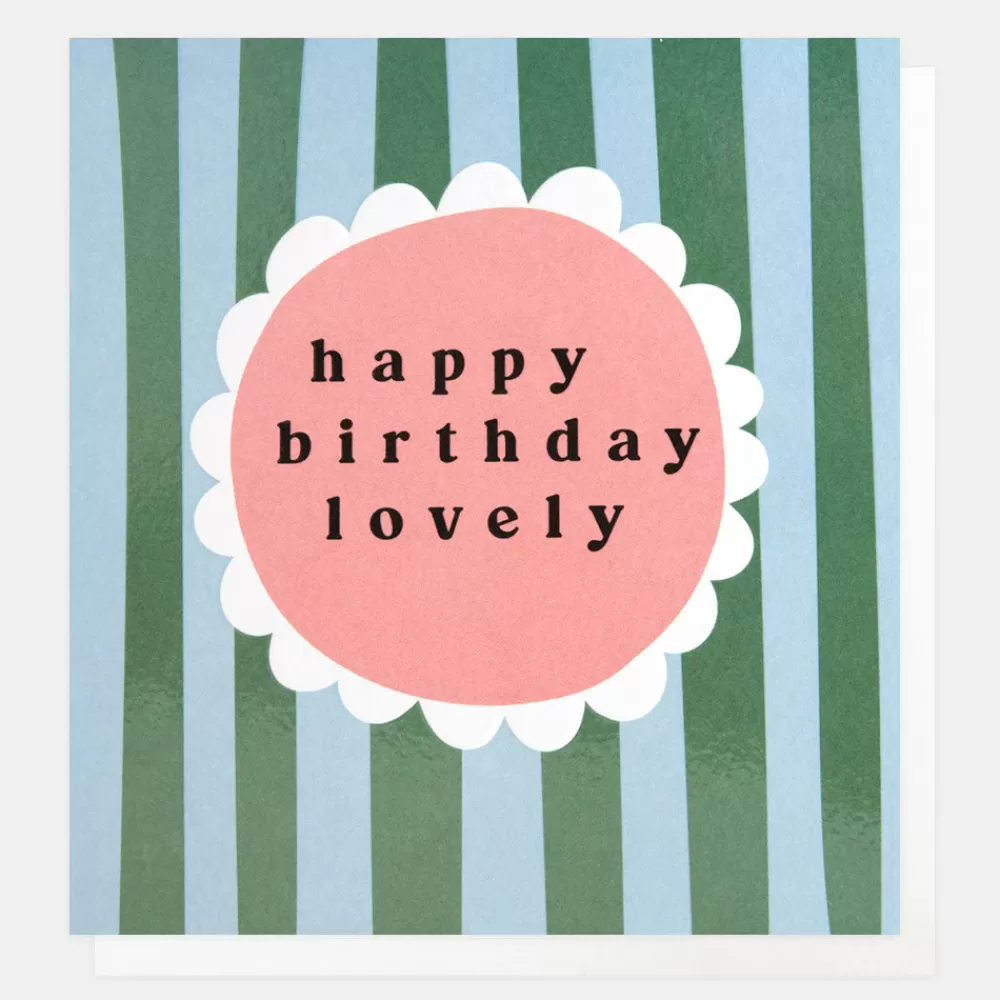 Blue/Green Stripe Happy Birthday Lovely Card>Caroline Gardner Flash Sale