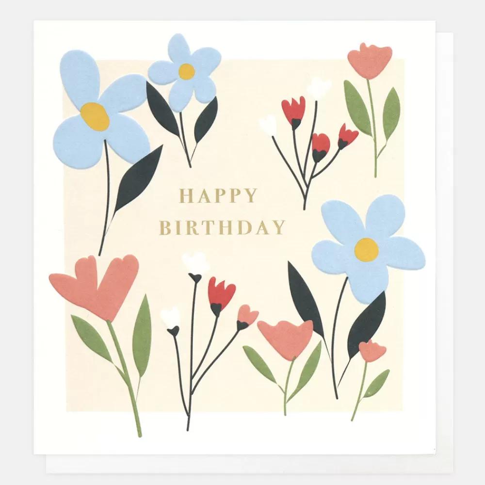 Blue/Pink Flowers Birthday Card>Caroline Gardner Hot