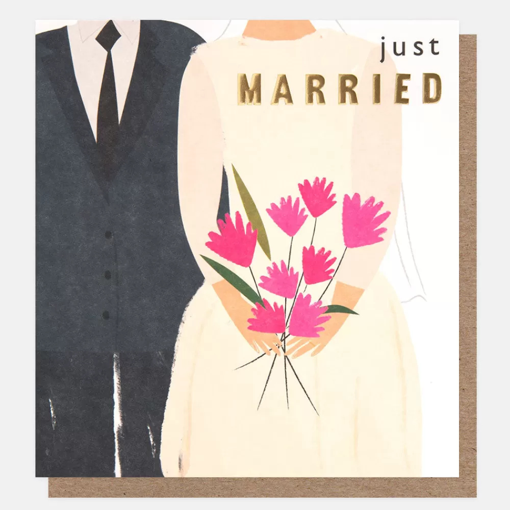 Bride & Groom Just Married Wedding Card>Caroline Gardner Online