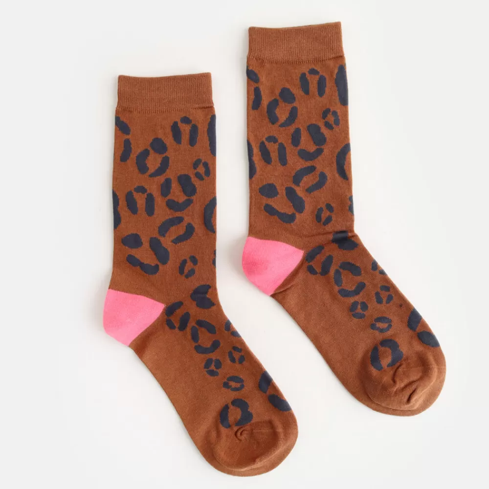 Brown Leopard Socks>Caroline Gardner Cheap