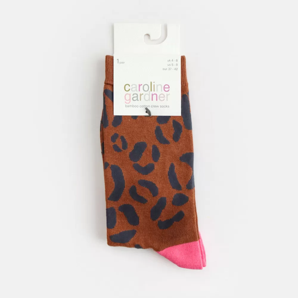 Brown Leopard Socks>Caroline Gardner Cheap