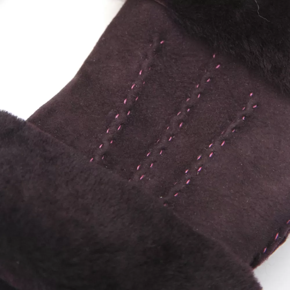 Burgundy Shearling Wrist Warmers>Caroline Gardner Best Sale