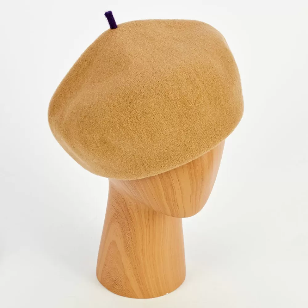 Camel Pure Merino Roll Up Beret>Caroline Gardner Best