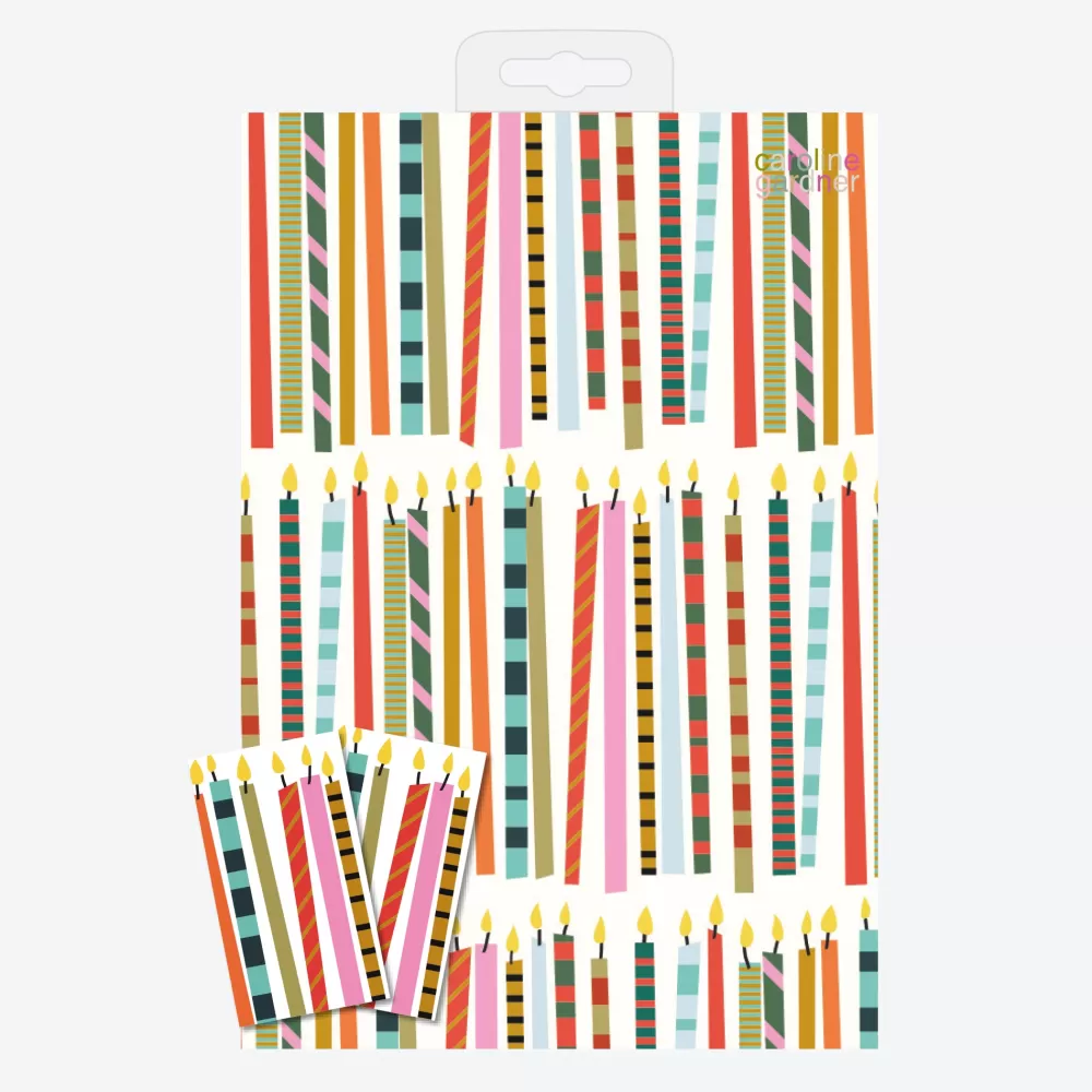 Candles Wrapping Paper and Tags Set of 2>Caroline Gardner Sale