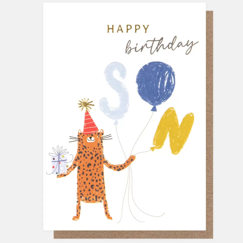 Cat & Balloons Happy Birthday Card For Son>Caroline Gardner Shop