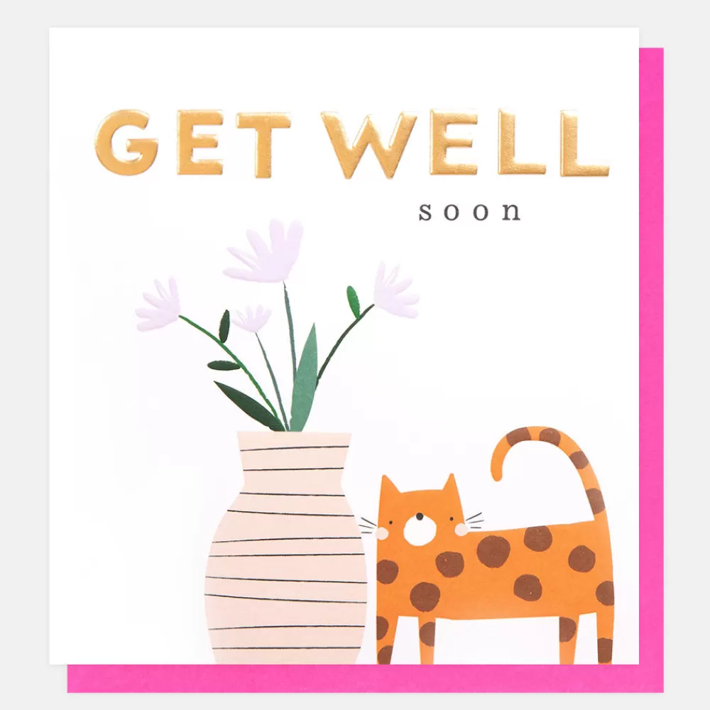 Cat & Flowers In Vase Get well Soon Card>Caroline Gardner Hot