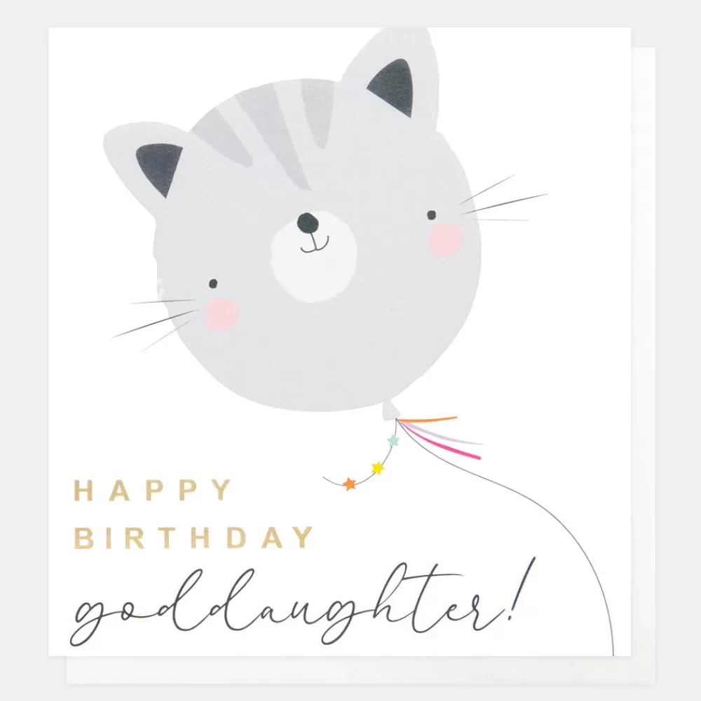 Cat Balloon Birthday Card For Goddaughter>Caroline Gardner Best