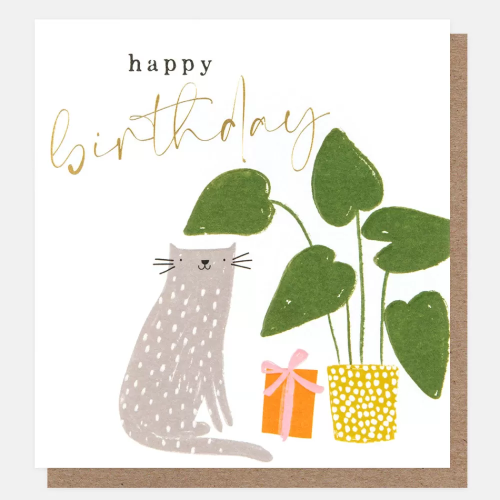 Cat With Plant Birthday Card>Caroline Gardner Cheap