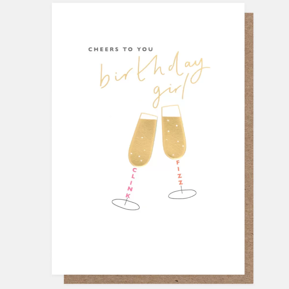 Champagne Glasses Birthday Girl Card>Caroline Gardner Fashion