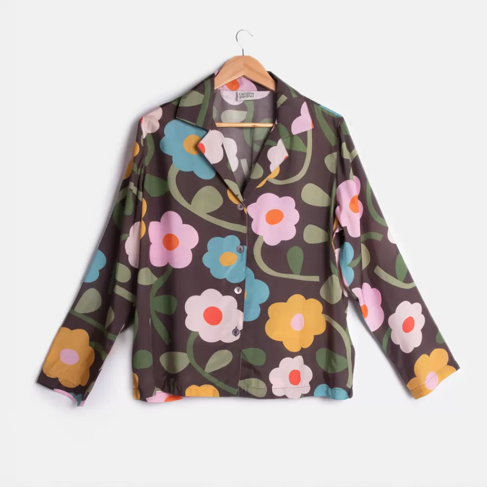 Charcoal Bloom Pyjama Shirt>Caroline Gardner Online