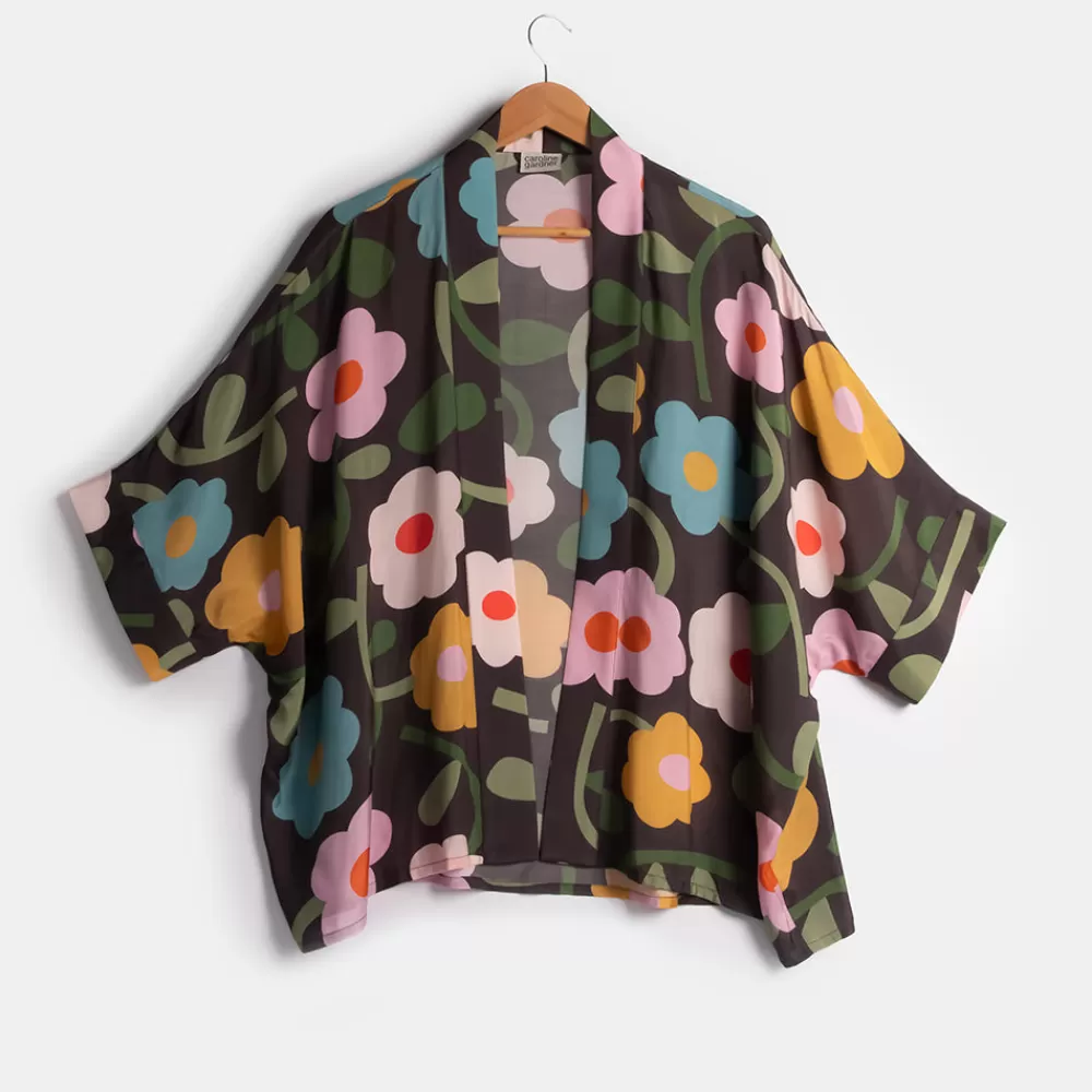 Charcoal Bloom Short Kimono>Caroline Gardner Cheap