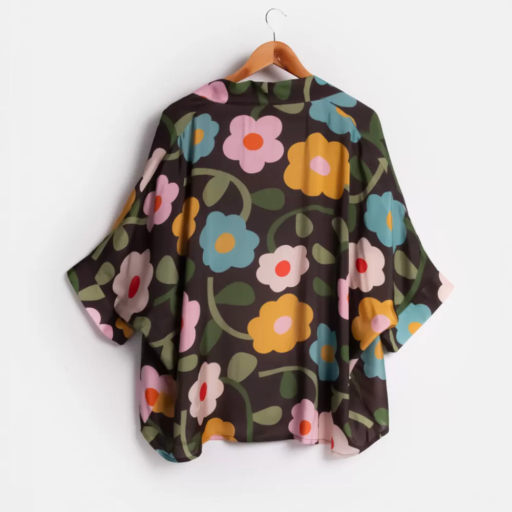 Charcoal Bloom Short Kimono>Caroline Gardner Cheap