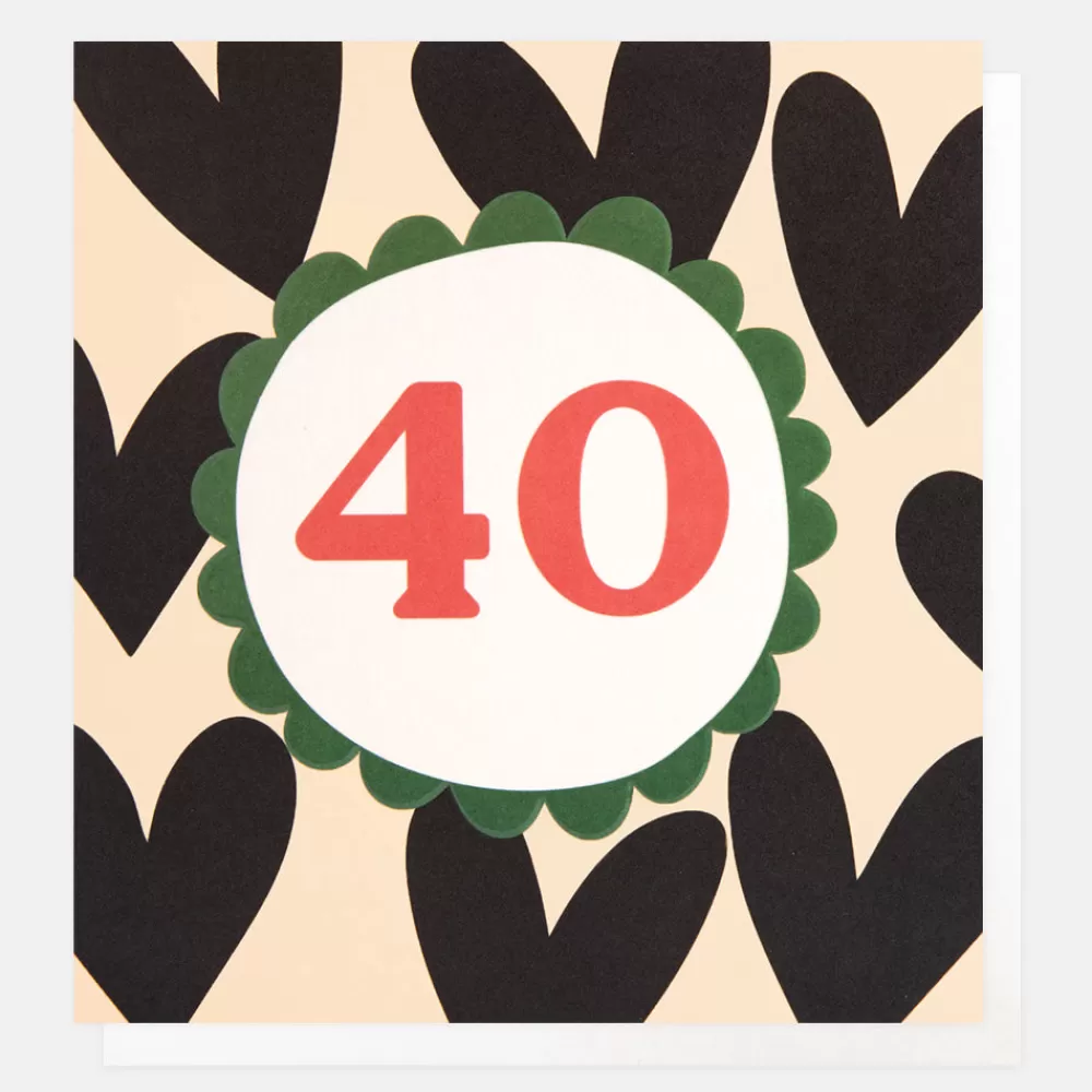 Charcoal Hearts 40th Birthday Card>Caroline Gardner New