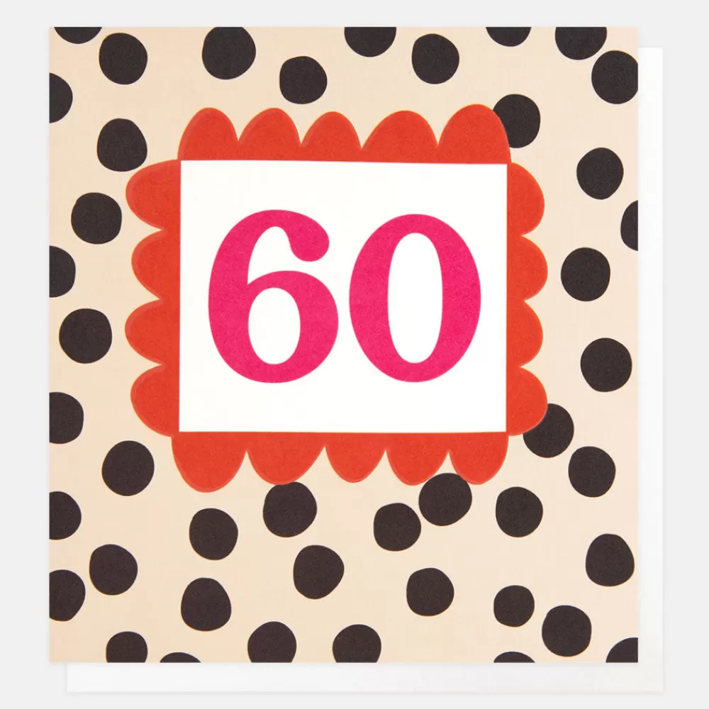 Charcoal Polka Dot 60th Birthday Card>Caroline Gardner Shop