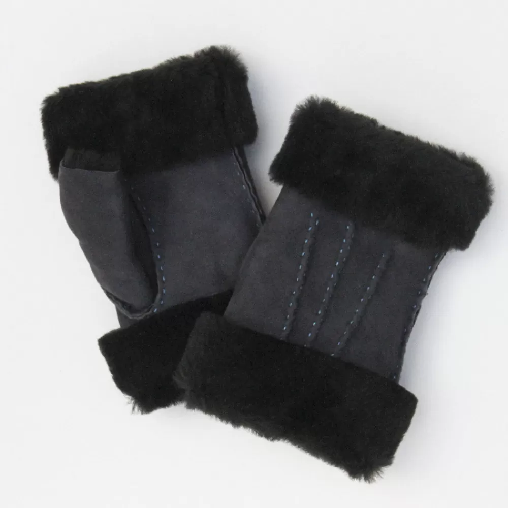 Charcoal Shearling Wrist Warmers>Caroline Gardner Best Sale