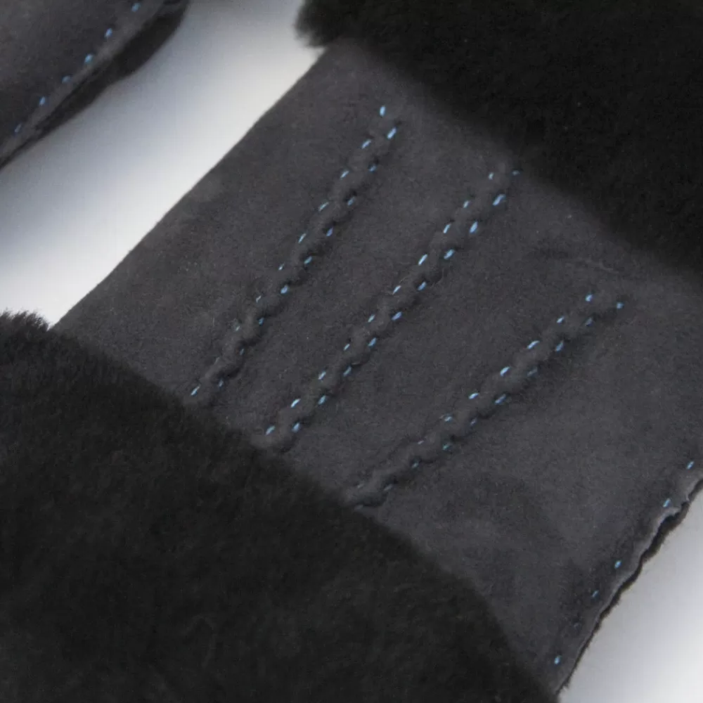 Charcoal Shearling Wrist Warmers>Caroline Gardner Best Sale