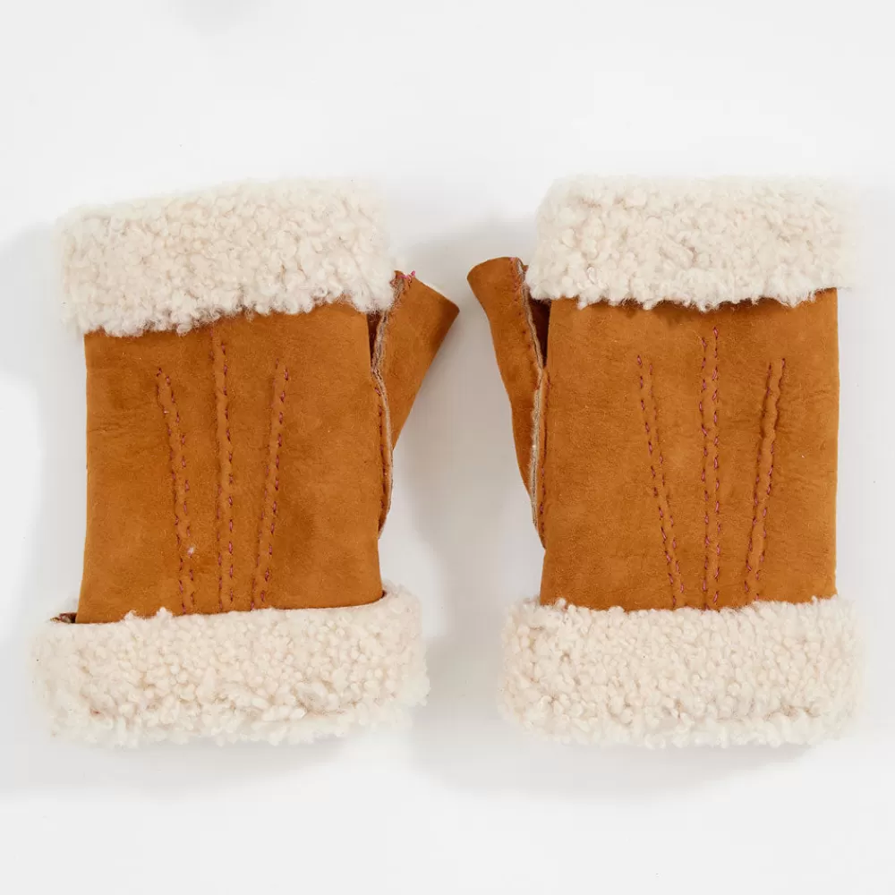 Chestnut Sheepskin Wrist Warmers>Caroline Gardner Outlet