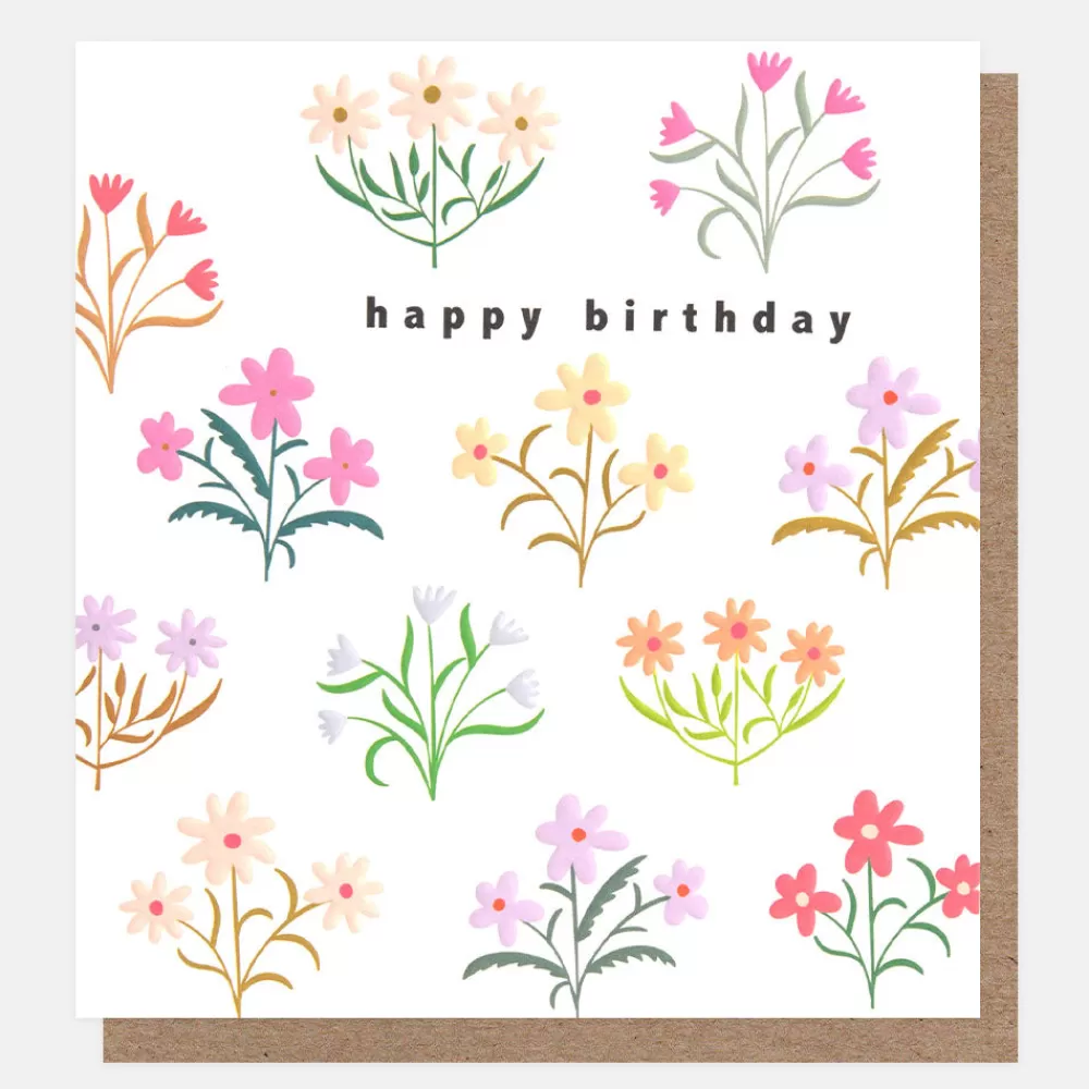 Colourful Florals Happy Birthday Card>Caroline Gardner New