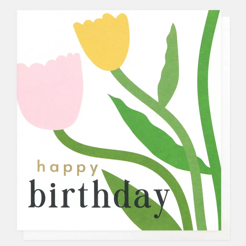 Colourful Tulips Happy Birthday Card>Caroline Gardner Best