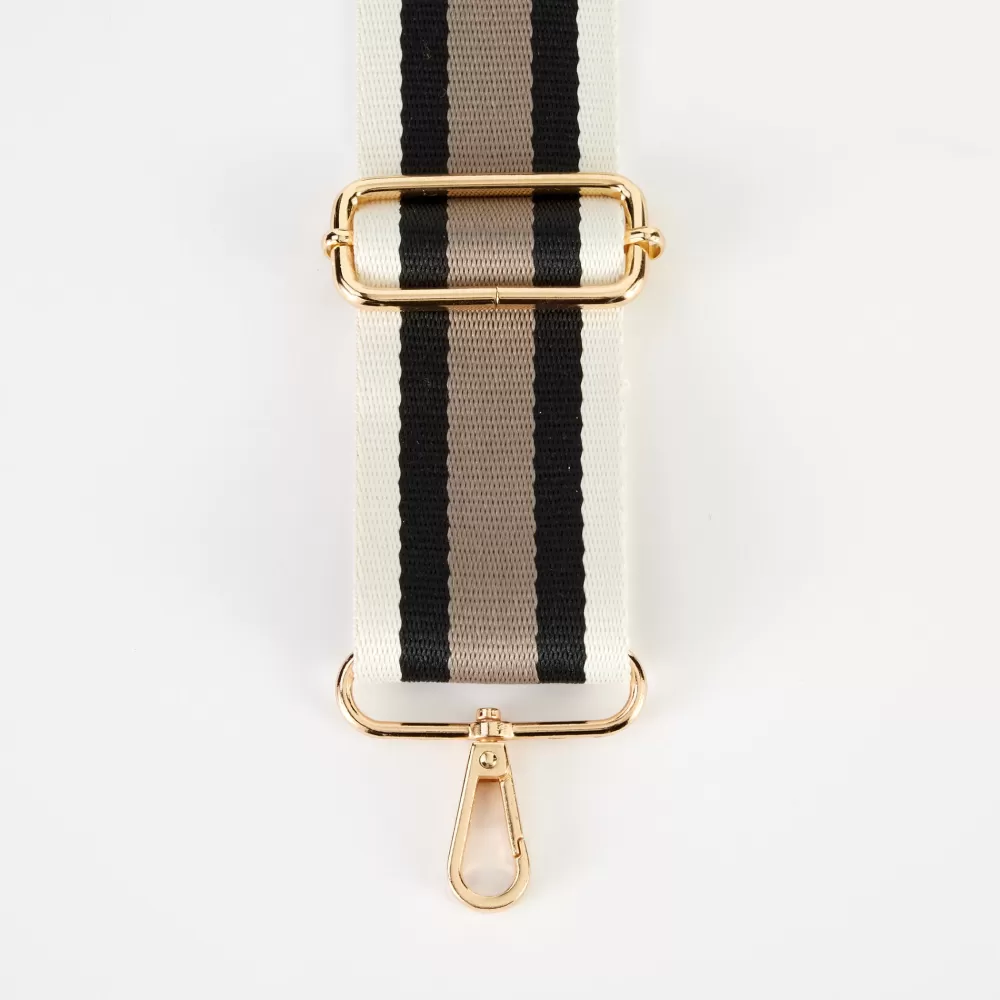 Cream/Black/Putty Stripe Webbing Handbag Strap>Caroline Gardner Store