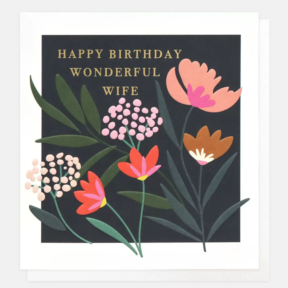 Dark Florals Birthday Card For Wife>Caroline Gardner Outlet