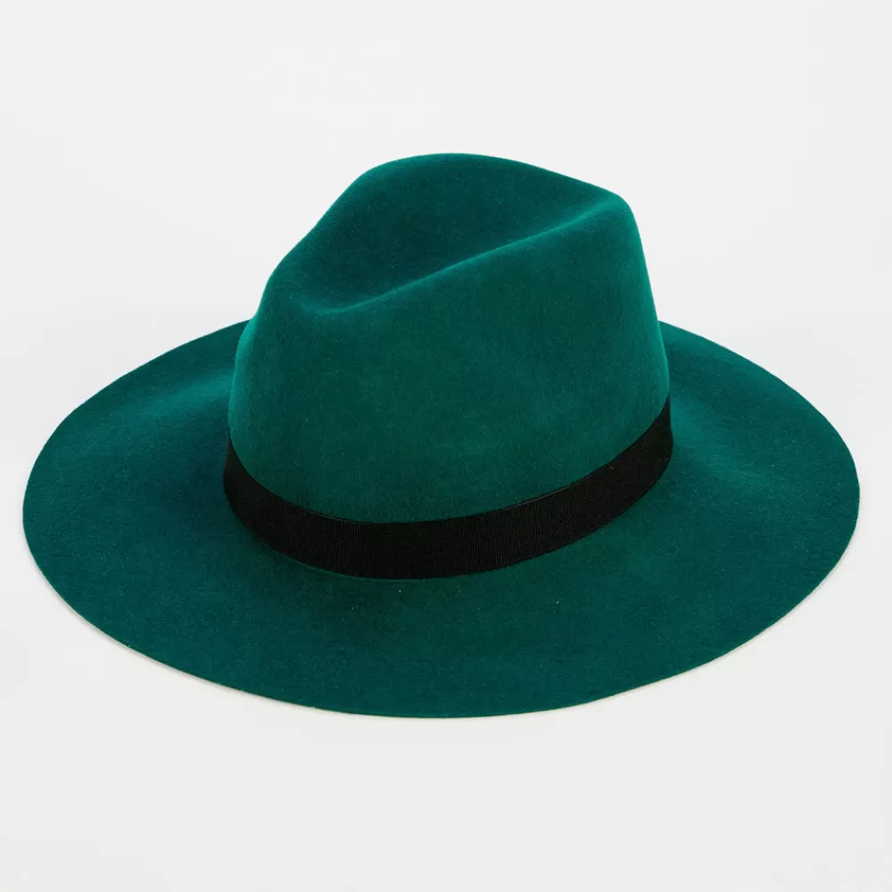 Dark Green Wool Fedora Hat>Caroline Gardner Sale