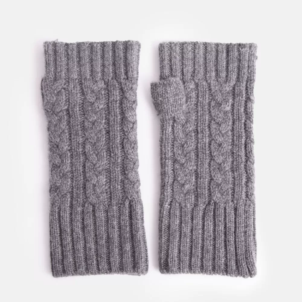 Dark Grey Cashmere Cable Knit Wrist Warmers>Caroline Gardner Flash Sale