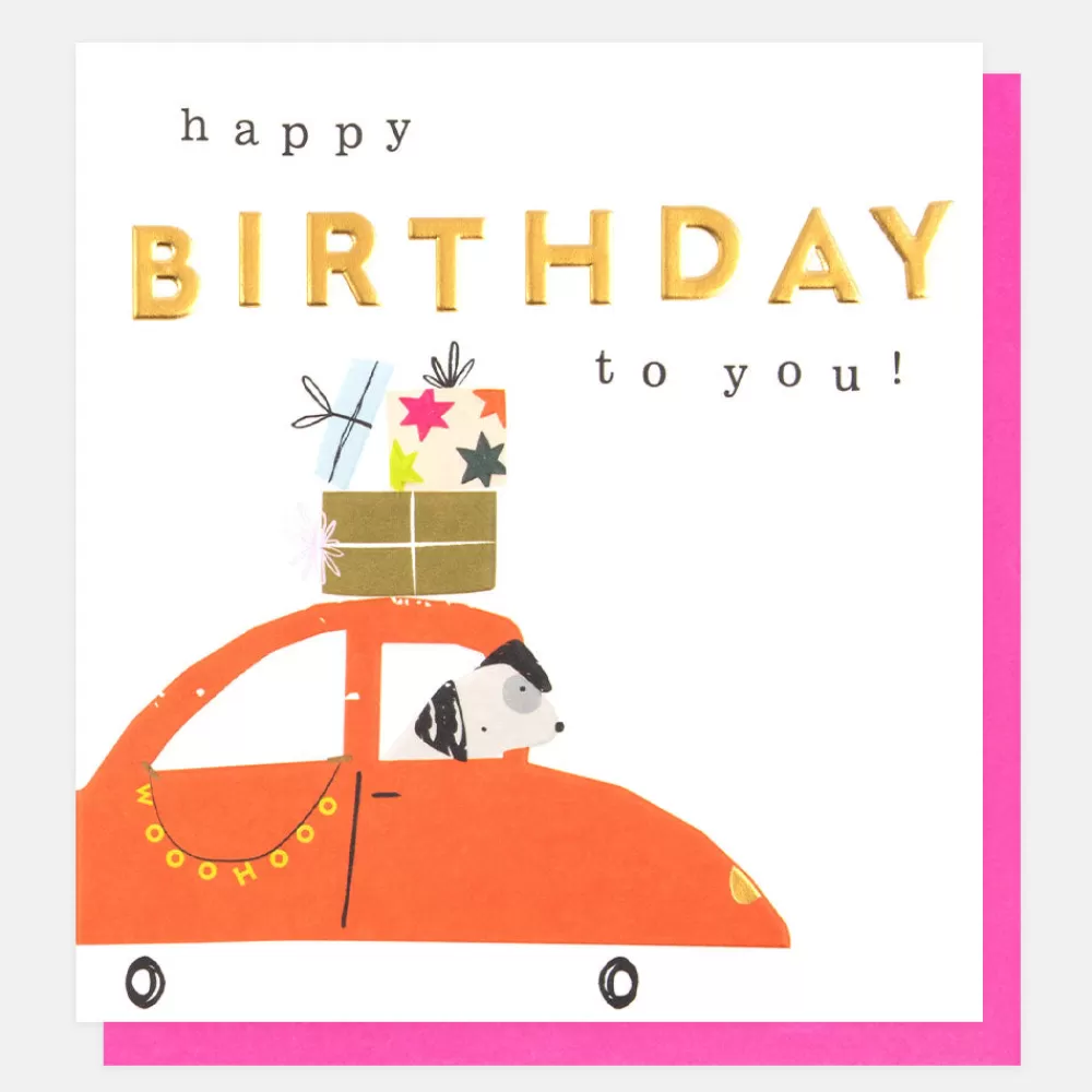 Dog In A Car Birthday Card>Caroline Gardner Fashion