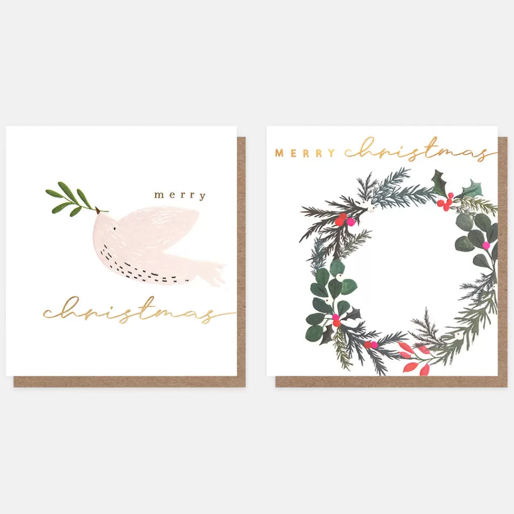 Dove & Wreath Mixed Charity Christmas Cards Pack of 8>Caroline Gardner Best Sale