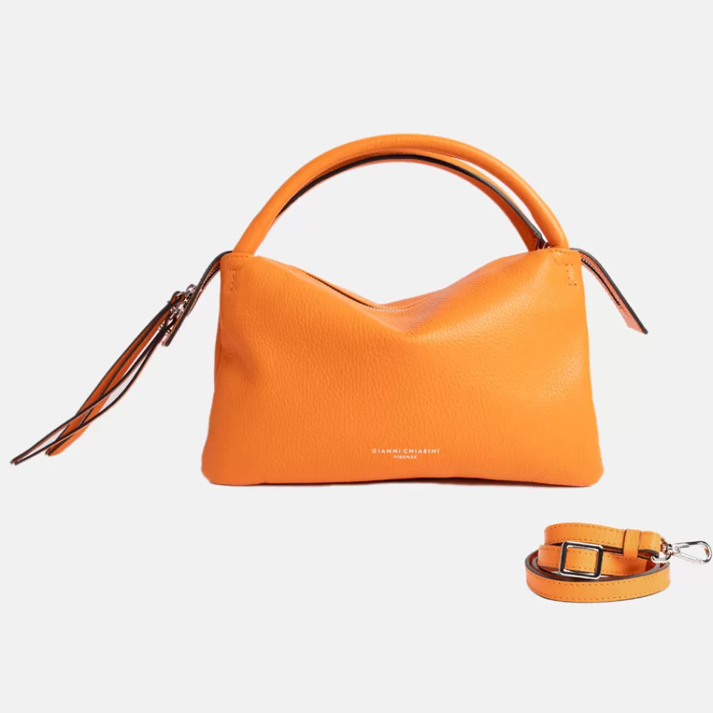 Flame Orange Leather Three Grab Bag>Caroline Gardner Discount