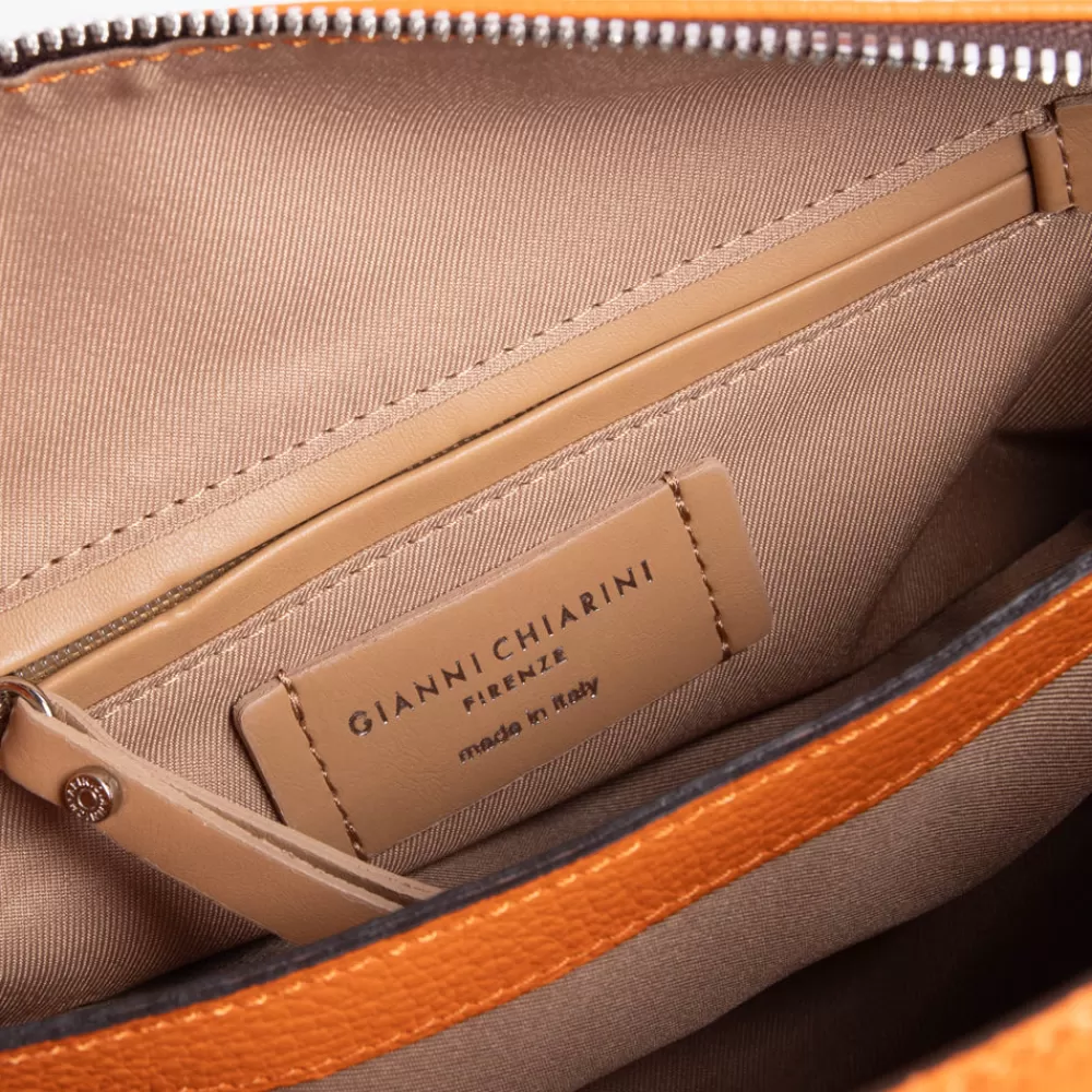 Flame Orange Leather Three Grab Bag>Caroline Gardner Discount