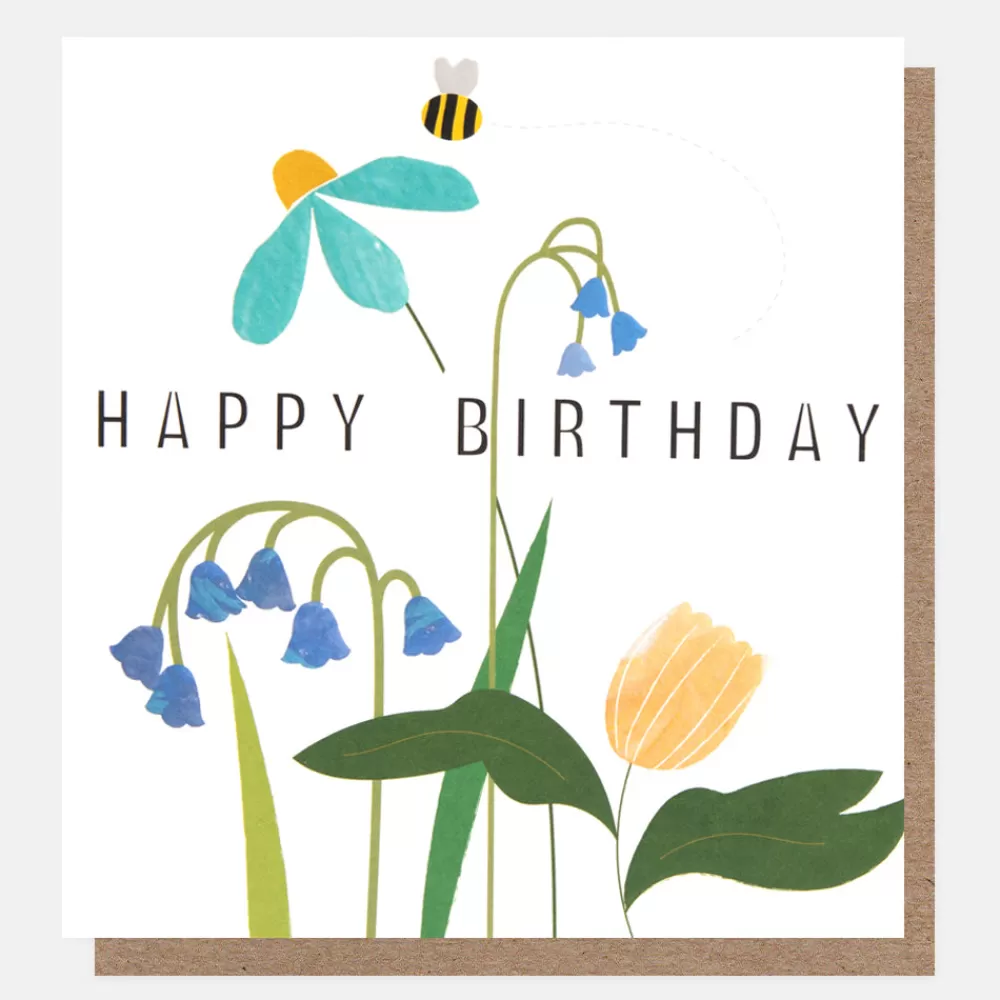 Flowers & Bee Happy Birthday Card>Caroline Gardner Outlet