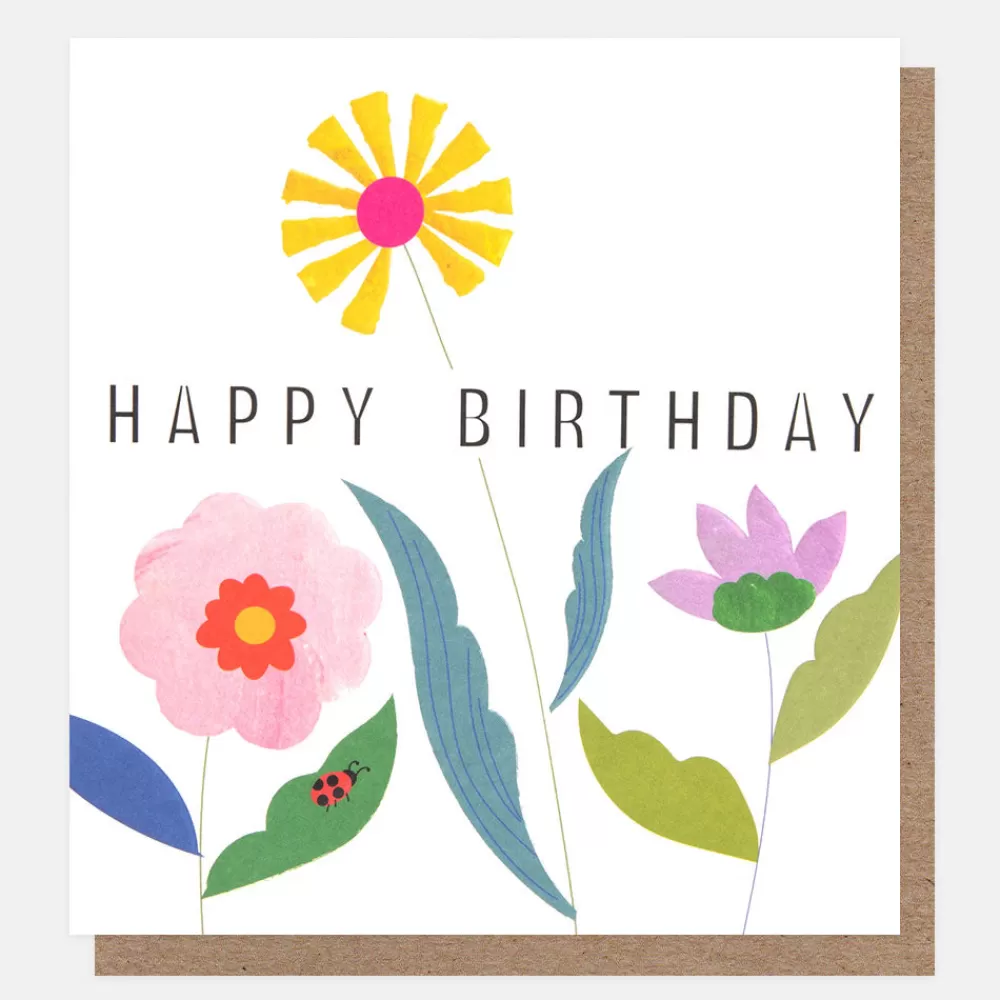 Flowers & Ladybird Happy Birthday Card>Caroline Gardner Flash Sale