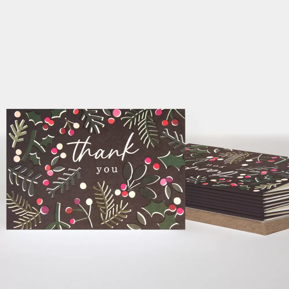 Foliage & Berries Small Thank You Christmas Card Pack of 10>Caroline Gardner Online