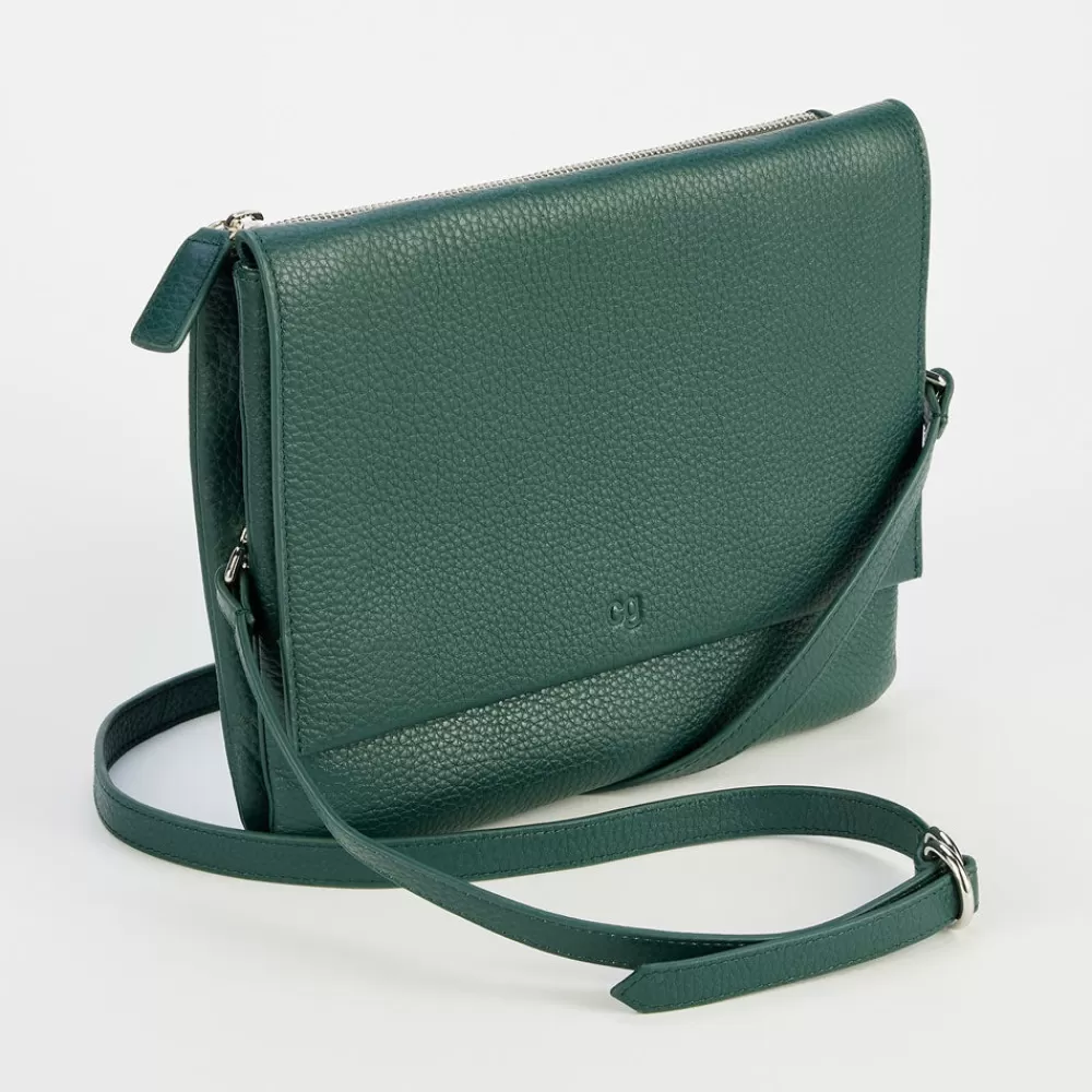 Forest Green Pebble Leather Hoxton Satchel Bag>Caroline Gardner Outlet